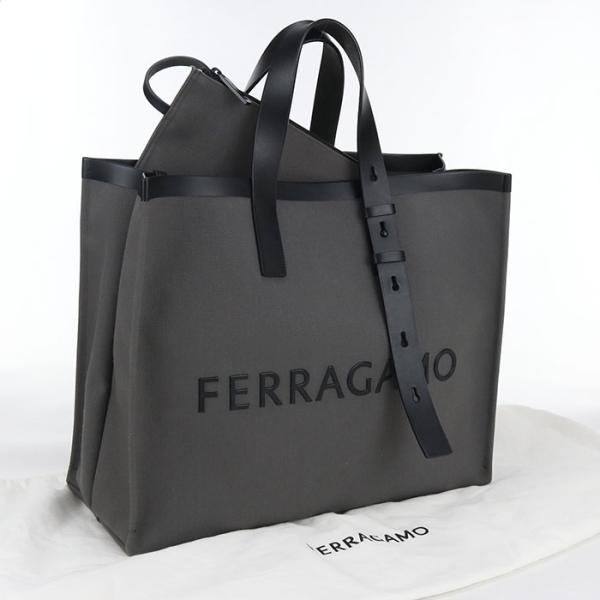 中古美品 FERRAGAMO フェラガモ トートバッグ 24 1298 ロゴ メンズ