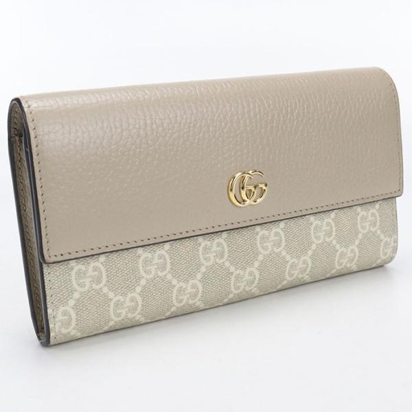 グッチ　GUCCI　長財布　ダブルG ホックボタン開閉式　GGスプリーム コンチネンタルウォレット　メタリックゴールド 456116　ベージュ　ダークブラウン GUCCI（グッチ） 中古良品 長財布二折 456116 コンチネンタル
