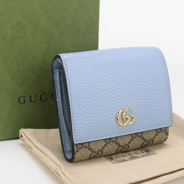 GUCCI 中古良品 グッチ 二折財布 598587 バイカラー ミディアム  