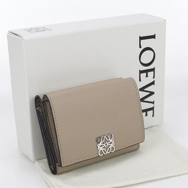 中古良品LOEWE ロエベ 三つ折り財布 C821TR2X16 トライフォールドウォレット アナグラム レディース ベージュ LOEWE（ロエベ） 中古良品 三つ折り財布 C821TR2X16 トライフォールド