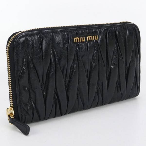 ミュウミュウ アウトレット ジップアラウンド マテラッセ 長財布ラウンドファスナー miu miu（ミュウミュウ） 中古良品 MIUMIU(OUTLET) アウトレット 長