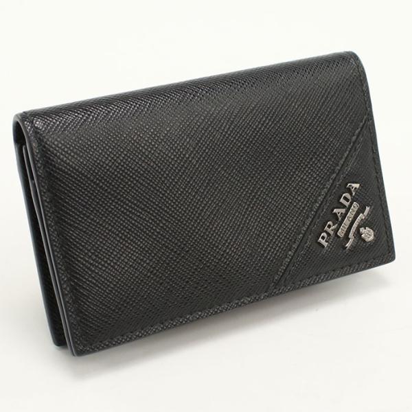 PRADA プラダ カードケース 名刺入れ サフィアーノ ビジネス 小物 2MC122  サフィアーノレザー   ブラック 黒 シルバー金具 メンズ 人気 美品【中古品】 PRADA（プラダ） 中古良品 名刺入れ 2MC122 カードケース サフィアーノ