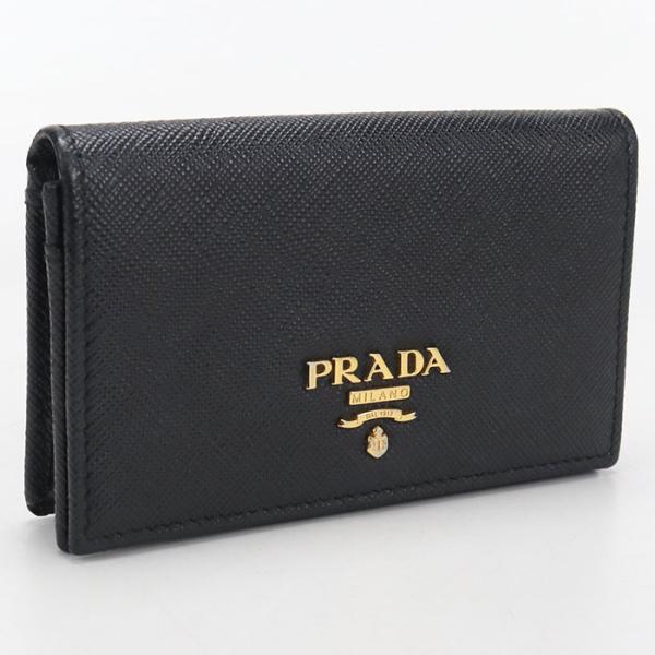 未使用級　PRADA　プラダ　サフィアーノ　レザー　名刺入れ　カードケース　黒 PRADA（プラダ） 中古良品 名刺入れ カードケース サフィアーノレザー