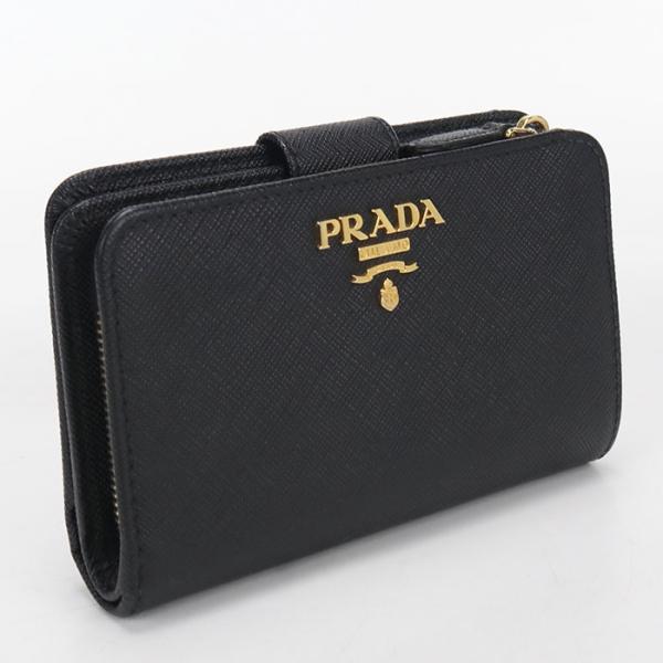 PRADA プラダ　二つ折り財布　1ML225 ブラック　サフィアーノレザー PRADA（プラダ） 中古良品 二つ折り財布 1ML225 サフィアーノレザー