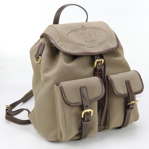 PRADA ベージュ リュック バッグ PRADA 中古良品 プラダ リュック バックパック ロゴ ジャガード