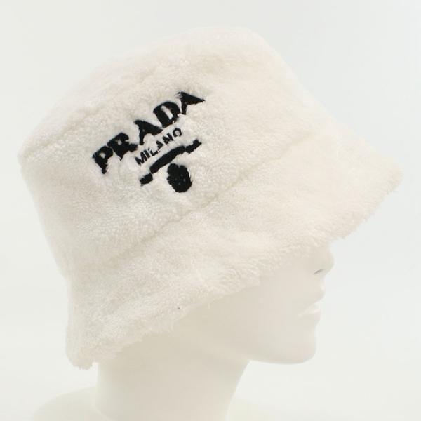 中古良品PRADA プラダ ハット 1HC137 2DX0 バケットハット テリークロス レディース ホワイト PRADA（プラダ） 中古良品 ハット 1HC137 2DX0 バケットハット テリー