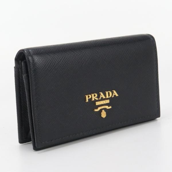 未使用級　PRADA　プラダ　サフィアーノ　レザー　名刺入れ　カードケース　黒 ☆PRADA ☆サフィアーノレザーカードケース (PRADA/カードケース