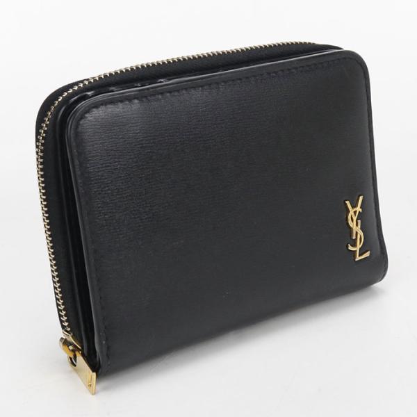 SAINT LAURENT 二つ折り財布 ブラック　美品 SAINT LAURENT 中古良品 サンローラン 二つ折り財布 635263 レディース
