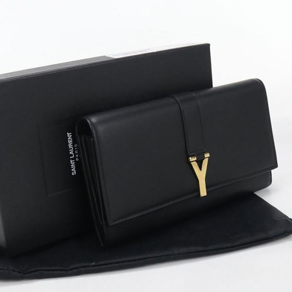 サンローラン　ラージフラップ ウォレット YSLライン 二つ折り　長財布　財布 SAINT LAURENT 中古美品 サンローラン 長財布二折 314995 ラージ