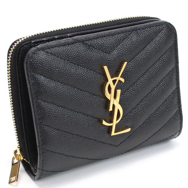 SAINT LAURENT サンローラン モノグラム 二つ折り財布 小銭入付き 668288 BOW01 1000 レディース ブラック SAINT LAURENT サンローラン 二折財布小銭入付き 668288 BOW01 1000
