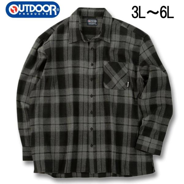 大きいサイズ メンズ OUTDOOR PRODUCTS ビエラチェック 長袖 シャツ 3L 4L 5L 6L