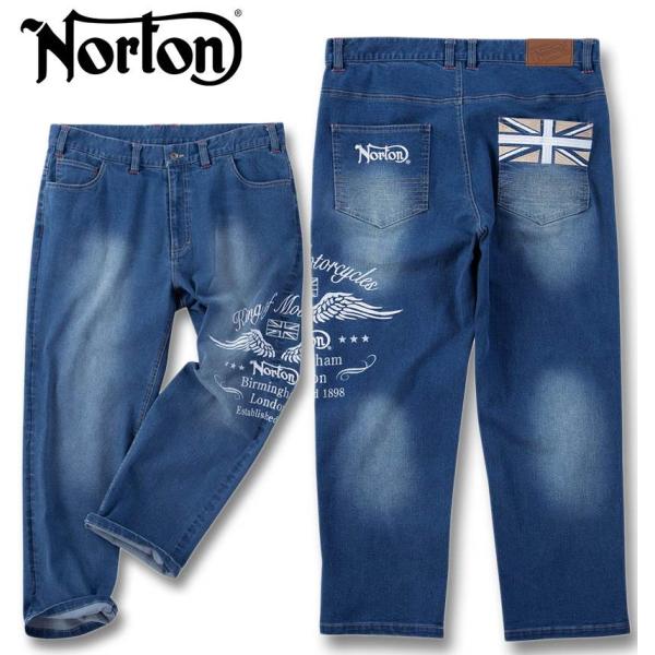 美品☆Norton/刺繍デニムパンツ/バイカー/鬼ヒゲ/激レア/大きいサイズ ノートン（NORTON） 大きいサイズ メンズ デニムパンツ 100cm 110cm