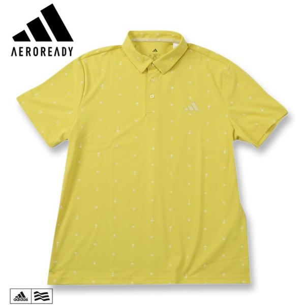 美品 アディダスゴルフ メンズ シャツ トロピカル 総柄 Lサイズ ADIDAS GOLF 大きいサイズ メンズ アディダスゴルフ モノグラム 半袖