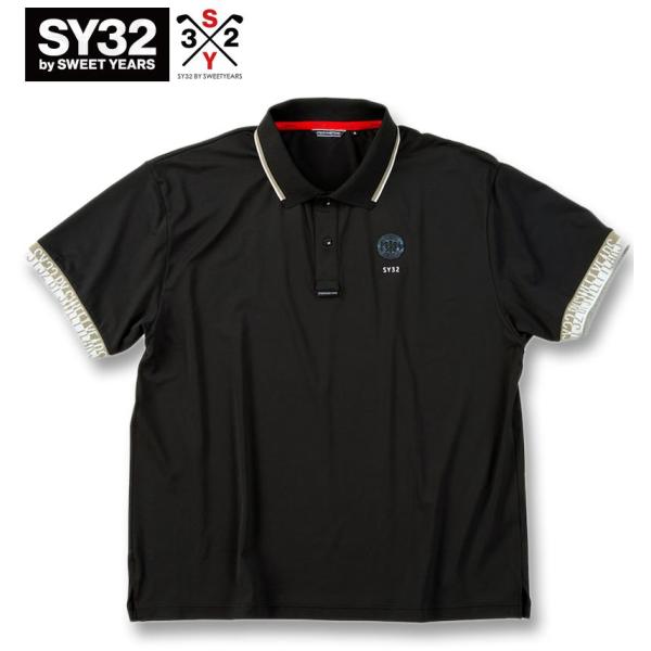 SY32 ブラックポロシャツ 5L SY32 by SWEET YEARS（エスワイサーティトゥバイスィートイヤーズ