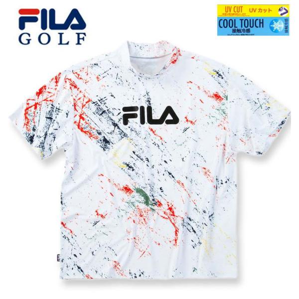 大きいサイズ FILA GOLF モックネック柄半袖シャツ 3L 4L 5L 6L ホワイト ラッピング可 送料無料 即日発送 FILA GOLF 大きいサイズ メンズ モックネック 柄 半袖 シャツ 3L 4L 5L