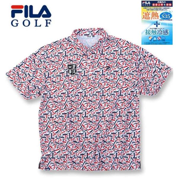 FILA GOLF 大きいサイズ メンズ 遮熱 バーチカルメッシュ タイポ 
