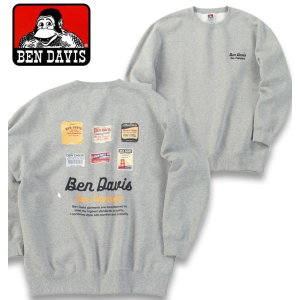 大きいサイズ メンズ BEN DAVIS ラベルロゴ クルーネック スウェット トレーナー 3L 4L 5L 6L