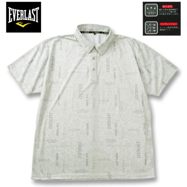 大きいサイズ メンズ EVERLAST 総柄 プリント 半袖 ポロシャツ 3L 4L 5L 6L