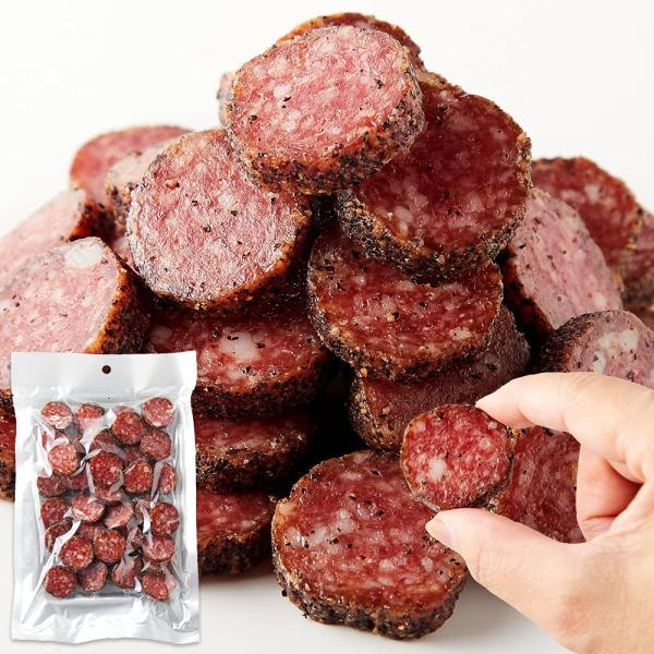 天然生活 黒胡椒サラミ (200g) おつまみ おやつ 厚切り ブラックペッパー 国内製造 スパイシー