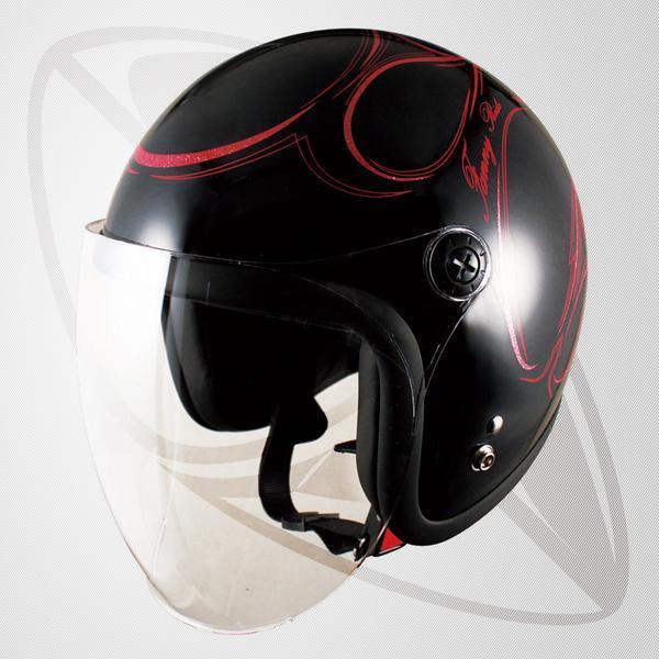 ジェットヘルメット (Freeサイズ) ブラック・ピンク ラメ bjl65sr（SG