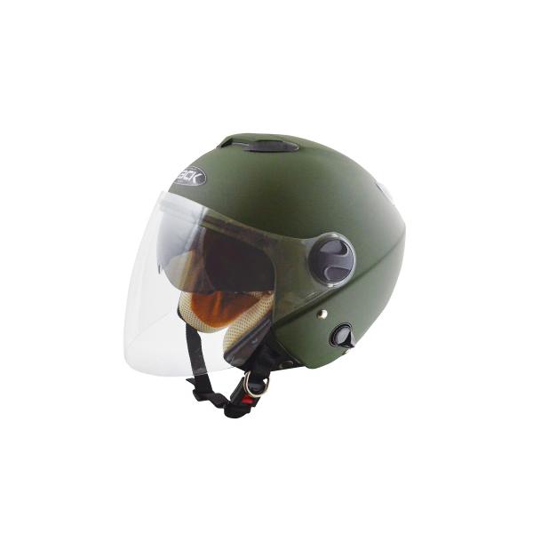 ジェット型ヘルメット bZJ-2 (フリーサイズ 58~59cm） マットカーキ （スモークインナーバイザー付き）（SG規格適合）