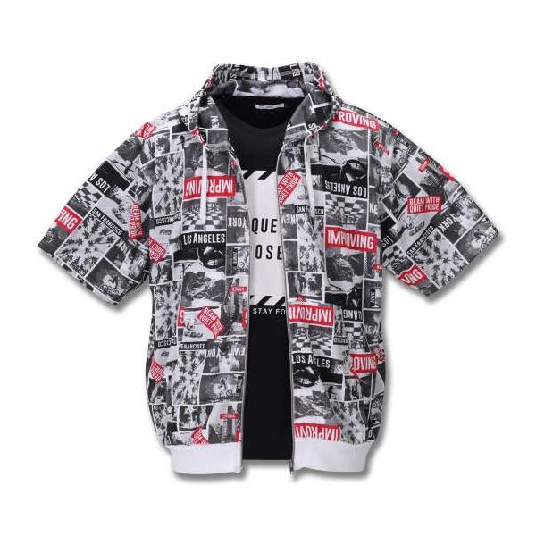 半袖パーカー 豹 ヒョウ柄 大きいサイズ メンズ プリントTシャツ