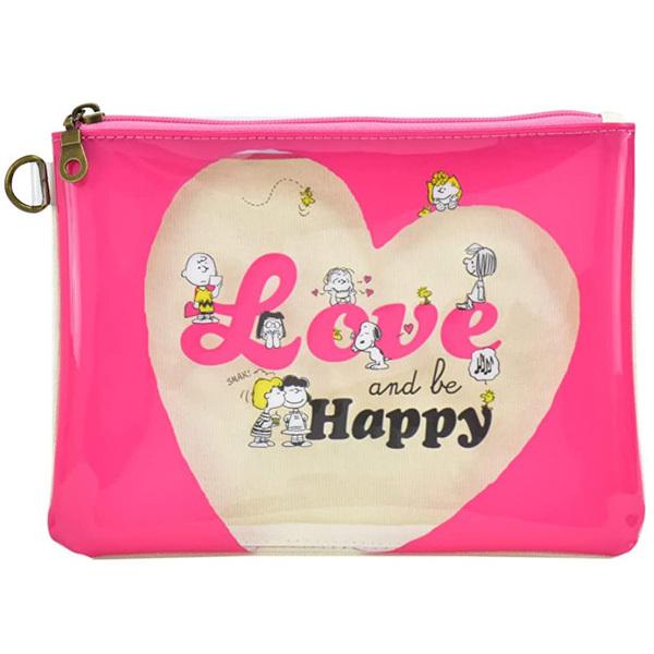 スヌーピー フラットポーチ Love and Happy ピンク SPZ-2260 (激安