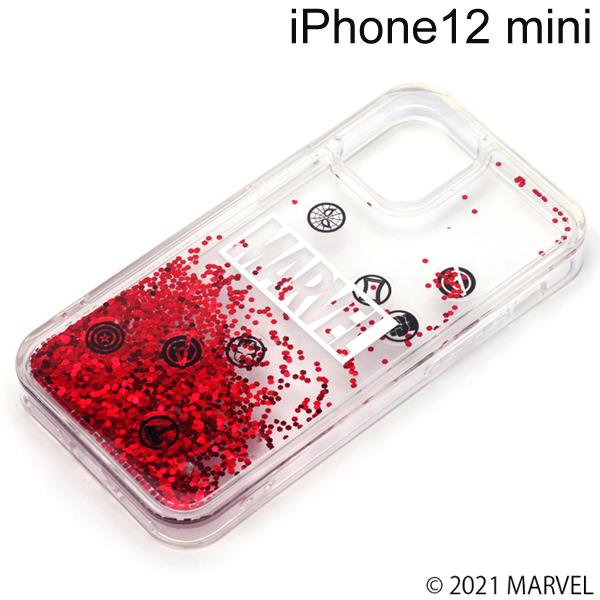 MARVEL iPhone 12 mini用 グリッターケース ロゴ　PG-DLQ20F08MVL (メール便送料無料)