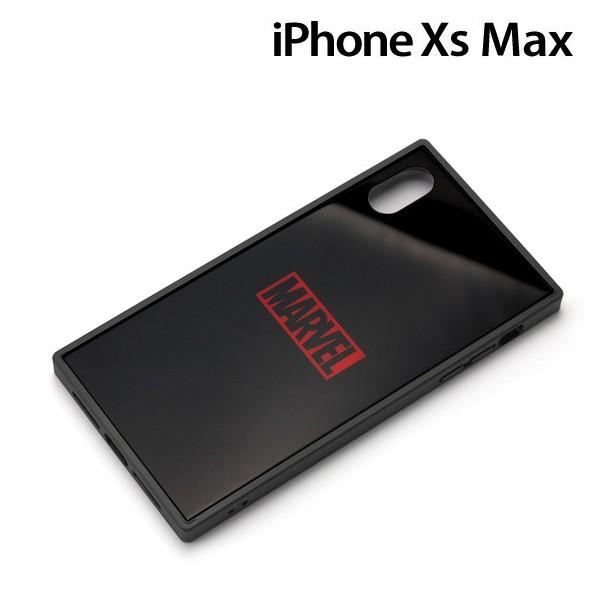 □ MARVEL iPhone XS Max（6.5インチ）用 ガラスハイブリットケース ロゴ/ブラック　PG-DCS630BK (メール便送料無料)