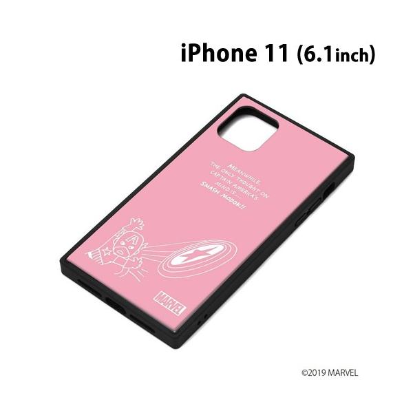 □ MARVEL iPhone11 (6.1インチ) ガラスハイブリッドケース キャプテン・アメリカ/ピンク　PG-DGT19B16CTA (メール便送料無料)