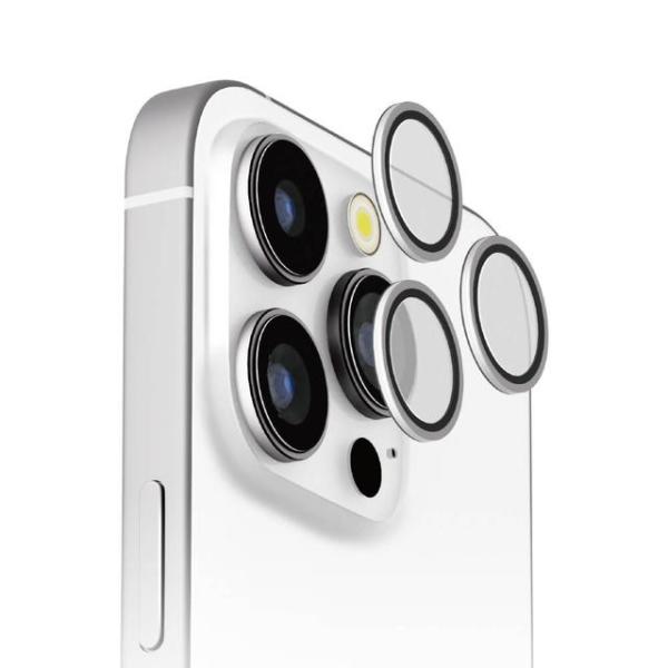 iPhone 16 Pro / 16 Pro Max 3眼カメラ用 カメラレンズプロテクター シルバー PG-24BCLG20SV(メール便送料無料)