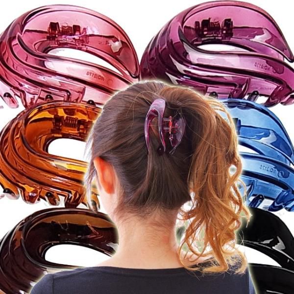 バンスクリップ L クリア シンプルだけれど女性らしいウェーブのデザイン  Ｌサイズ登場 ヘアアクセサリー