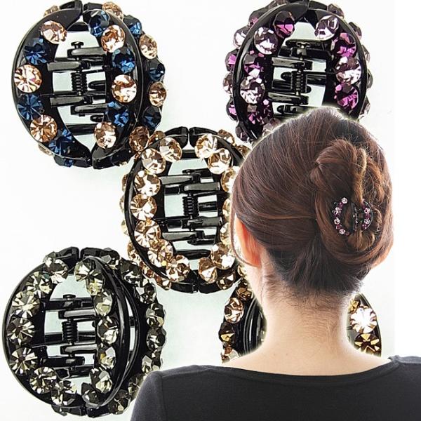 バンスクリップ Ｓサイズ 丸いフォルムがカワイイけれどシッカリとまる キラキラ ラインストーン ヘアアクセサリー