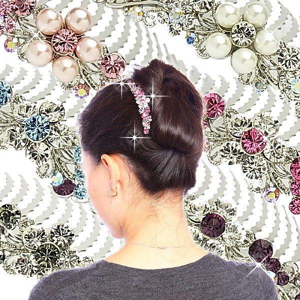 夜会巻きコーム Mサイズ １６本脚 ラウンドフラワー ラグジュアリースワロフスキー使用 ヘアアクセサリー Ymc931 美人髪koeido ヘアアクセサリー 通販 Yahoo ショッピング