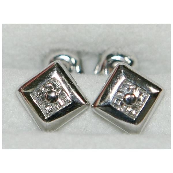 ピアス　ダイヤモンド　K18WG ビジュードットコム（Bijou.com） K18 WG スクエア ダイヤ ピアス 3.41