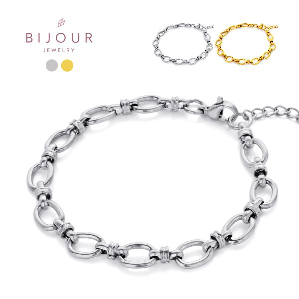 金属アレルギー対応 つけっぱなしOK ブレスレット ステンレス  シンプル チェーン Bijour ビジュール bib0104 オーバル
