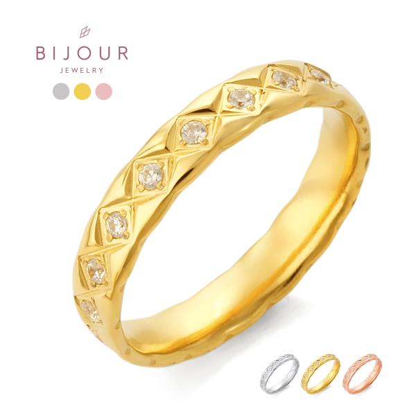 金属アレルギー対応 つけっぱなしOK リング ステンレス ビジュー  Bijour ビジュール biri0165 ダイヤ型 フェミニン