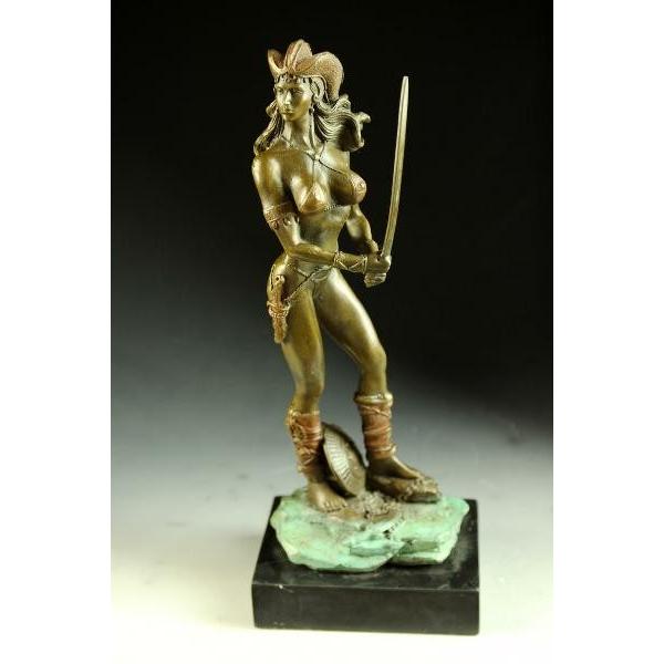 送料無料大人気ブロンズ像女戦士名品 インテリア家具 置物 彫刻 銅像