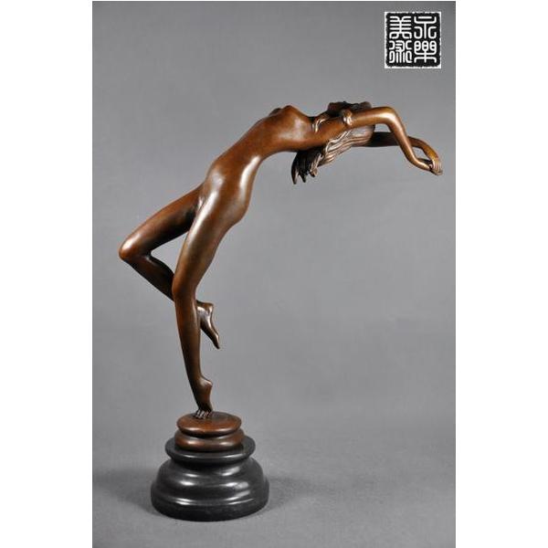 送料無料大型ブロンズ像『舞女』37cm　インテリア家具　置物　彫刻　銅像　彫像　美術品フィギュア贈り物 プレゼント