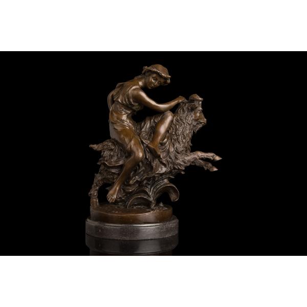 ブロンズ像　少女と羊 bijyutuhinn_ds364