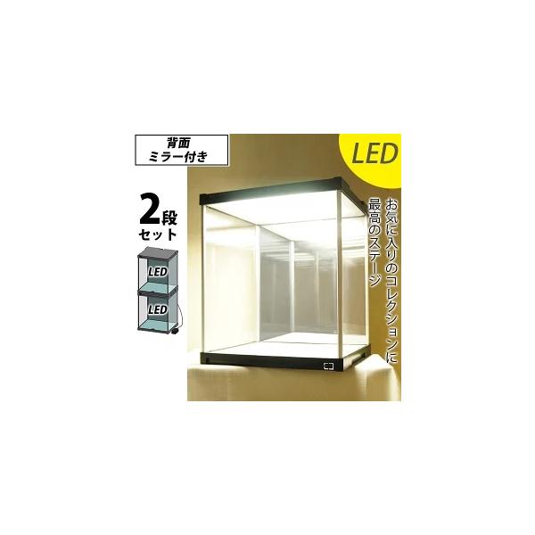 日本アルミ ガラスショーケース 照明付き タテ型 背面ミラー 前扉 店舗