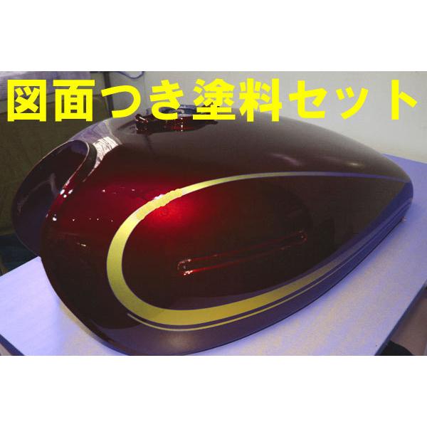 Z1000/750 D1キャンディーレッド 図面付き純正色塗料セットψ : バイク