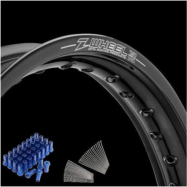 Z-Wheel W25-211012 リムセット リア ブラックリム/ブルーニップル