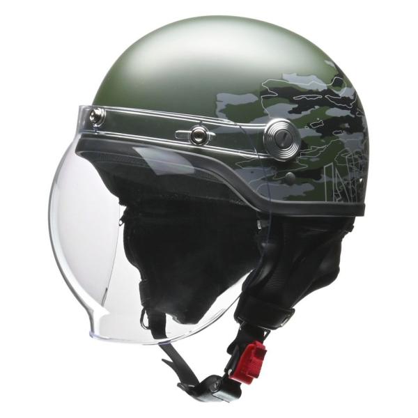 他サイト： リード工業 CROSS(クロス) CR-760 ハーフ ヘルメット ミリタリーグリーン フリーサイズ(57〜60cm未満) 半ヘル 半キャップ シールド付き UVカット LEADの商品画像