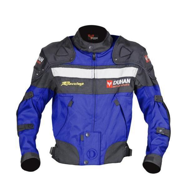KTM レーシングジャケット プロテクター付インナー脱着式 背中パッド有 バイク バイク ジャケット DUHAN モーターサイクル ブルー 青 L 3シーズン
