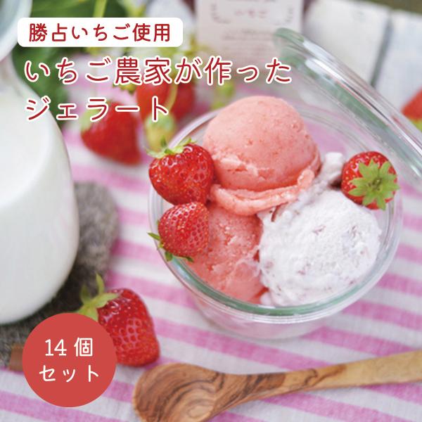 いちご農家が作ったジェラート14個セット　徳島県産勝占いちご使用