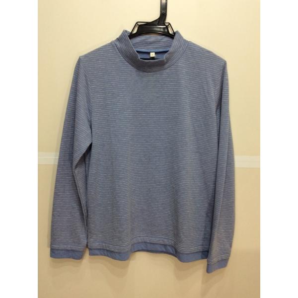 カットソー 水色&amp;グレー系色ボーダー