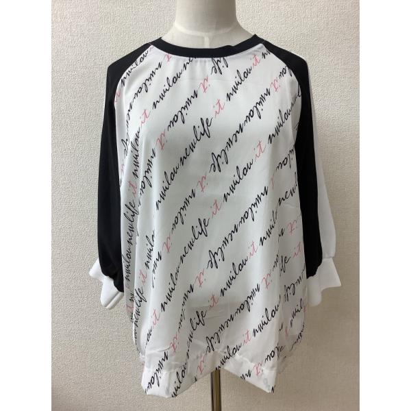 enough for me 白に英字プリント ブラウス生地トップス サイズフリー