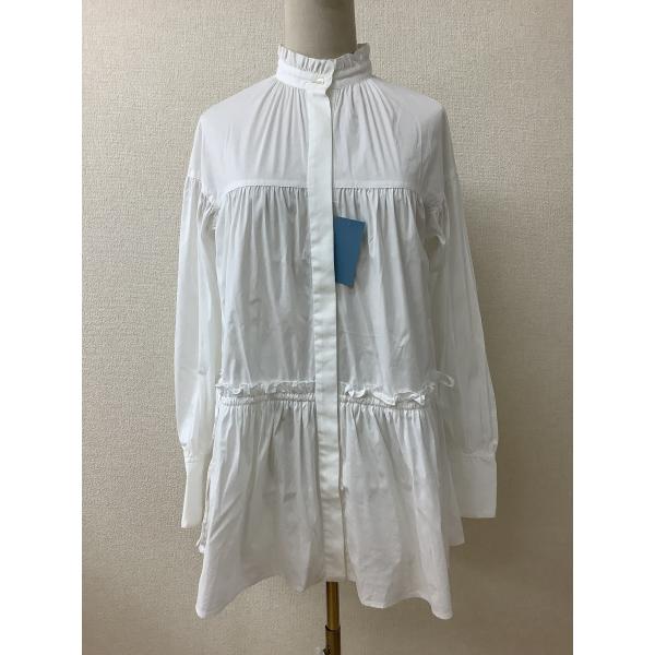 白 ギャザーブラウスチュニック
