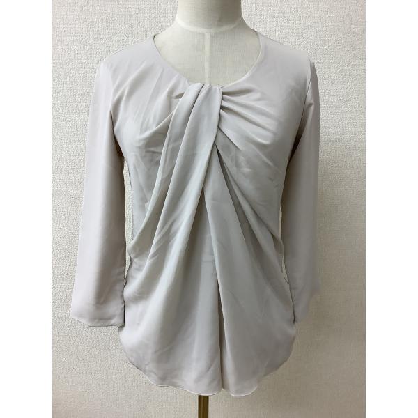 ベージュカットソー 前身頃と袖はブラウス生地と二重 サイズM